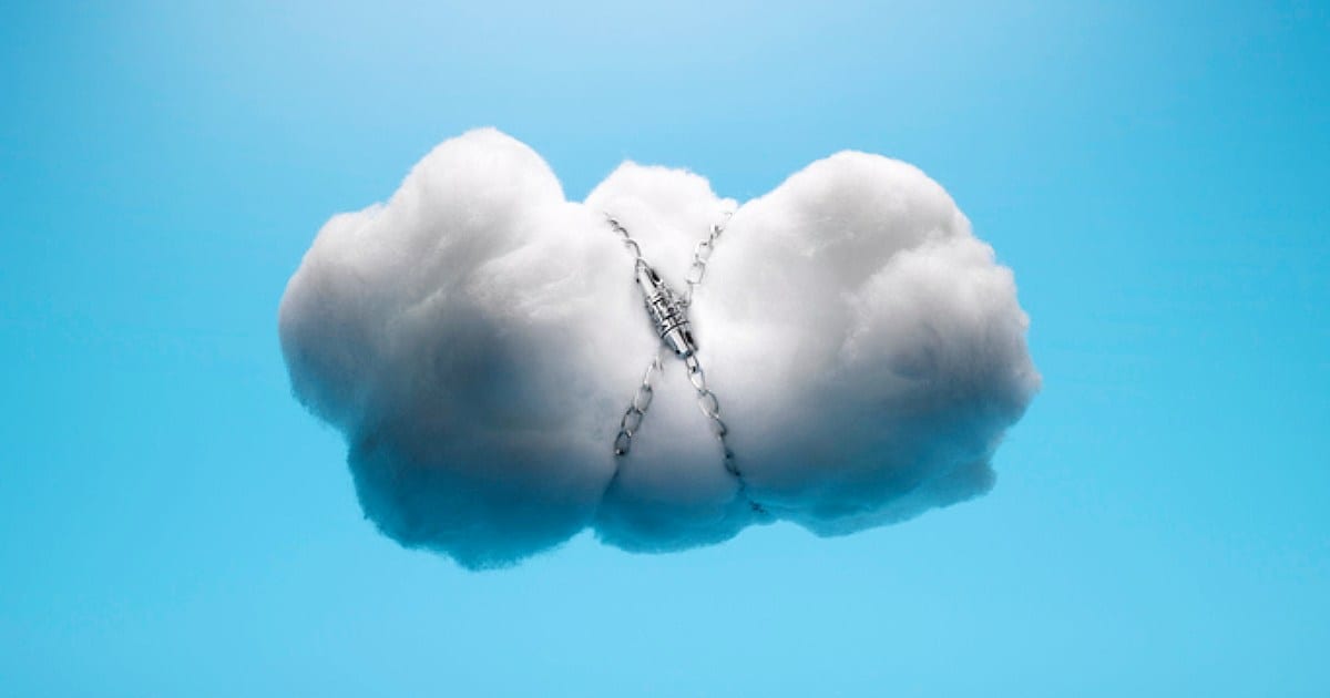 Cloud with a chain around it on a blue sky